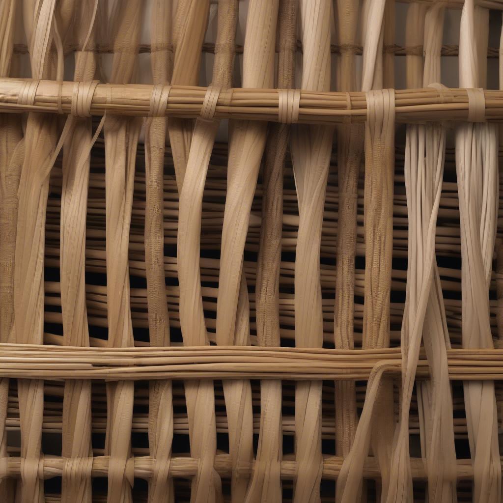 Close-up of wicker, rattan, and seagrass weaves.