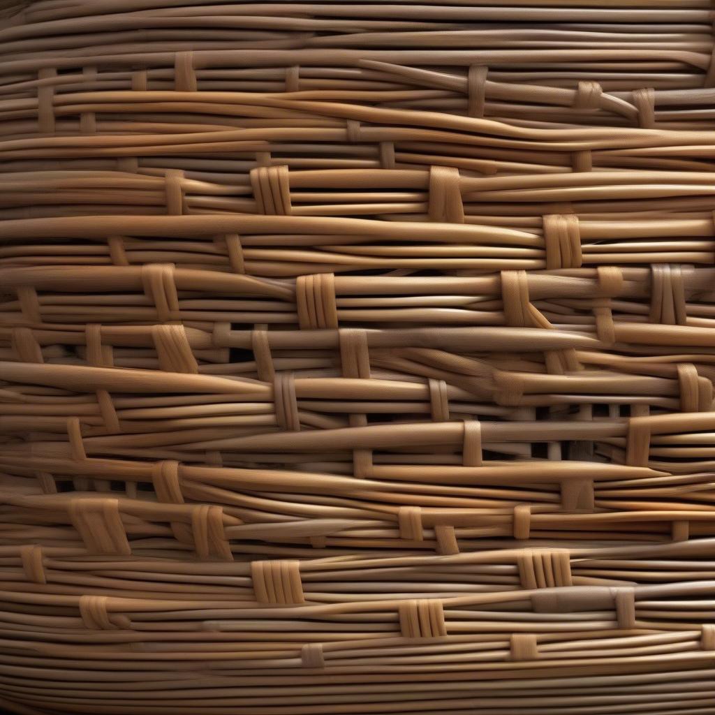 Close-up view of wicker and rattan weave patterns.