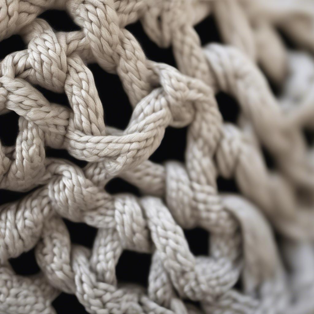 Close up of a woven knot detail on a bag