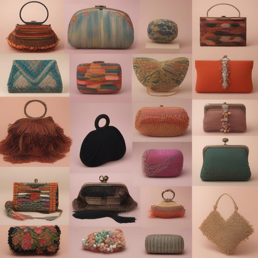 Clutch Woven Bag Styles: Displaying a range of clutch woven bags in different shapes, sizes, and styles.