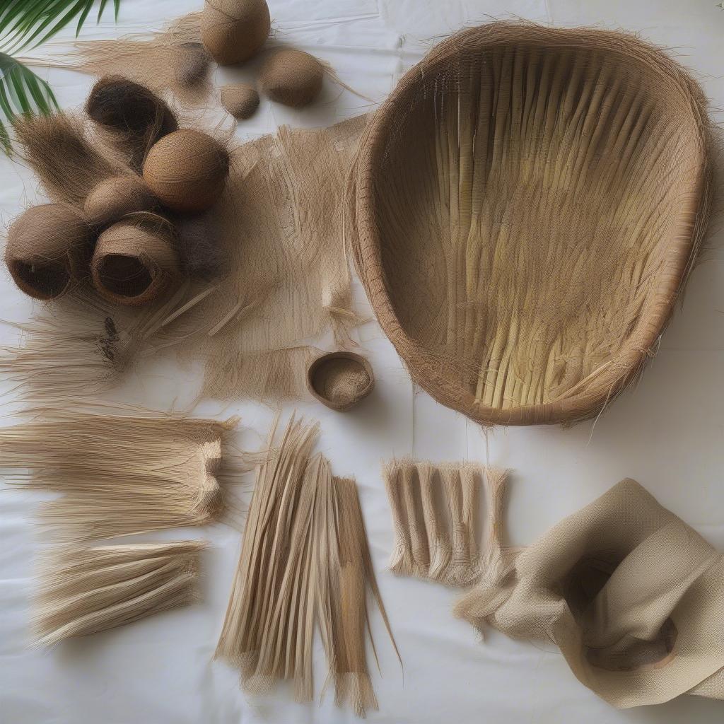 Preparing Coconut Fronds for Weaving