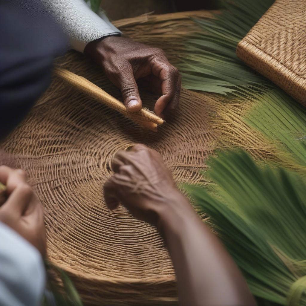 Oahu Coconut Palm Basket Weaving Process