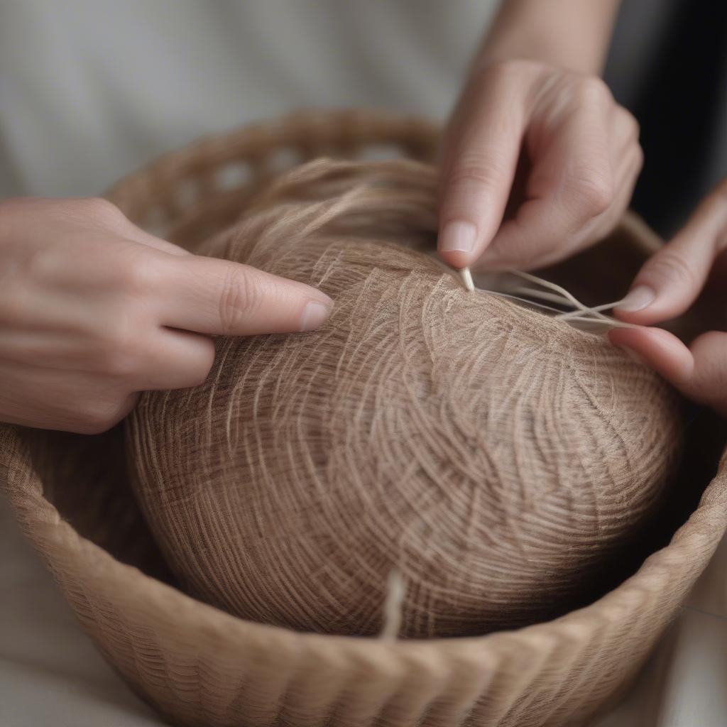 Coiling Basket Weaving Close-up