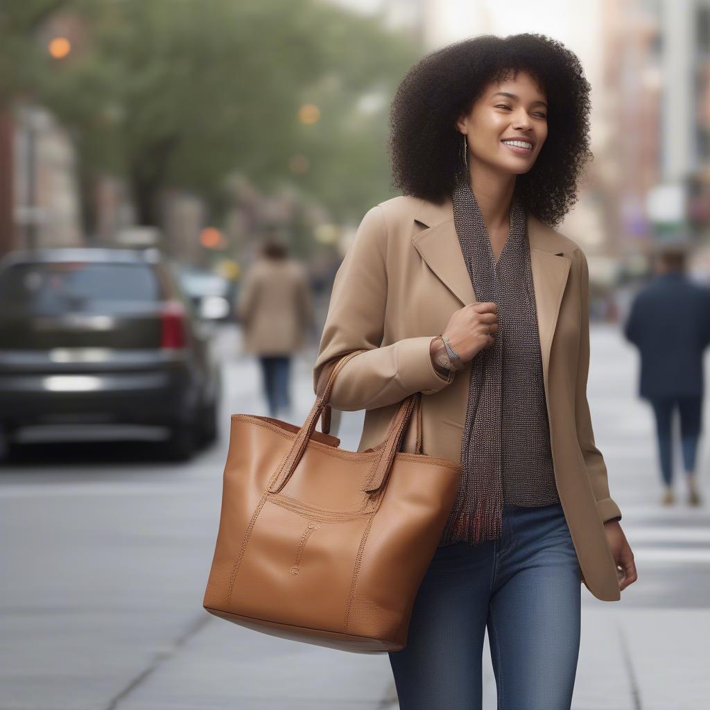 Cole Haan Benson Small Woven Tote Bag Lifestyle Shot