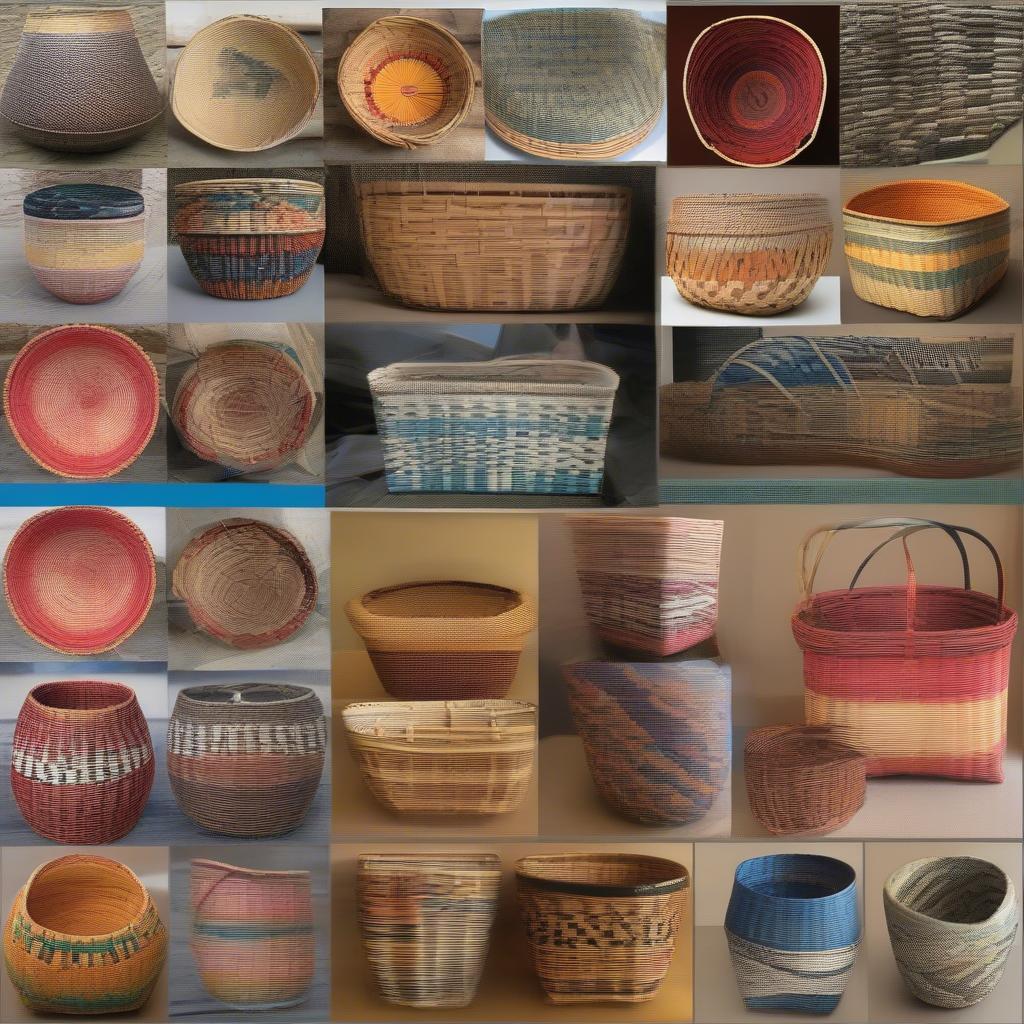 Examples of basket designs using colored reeds