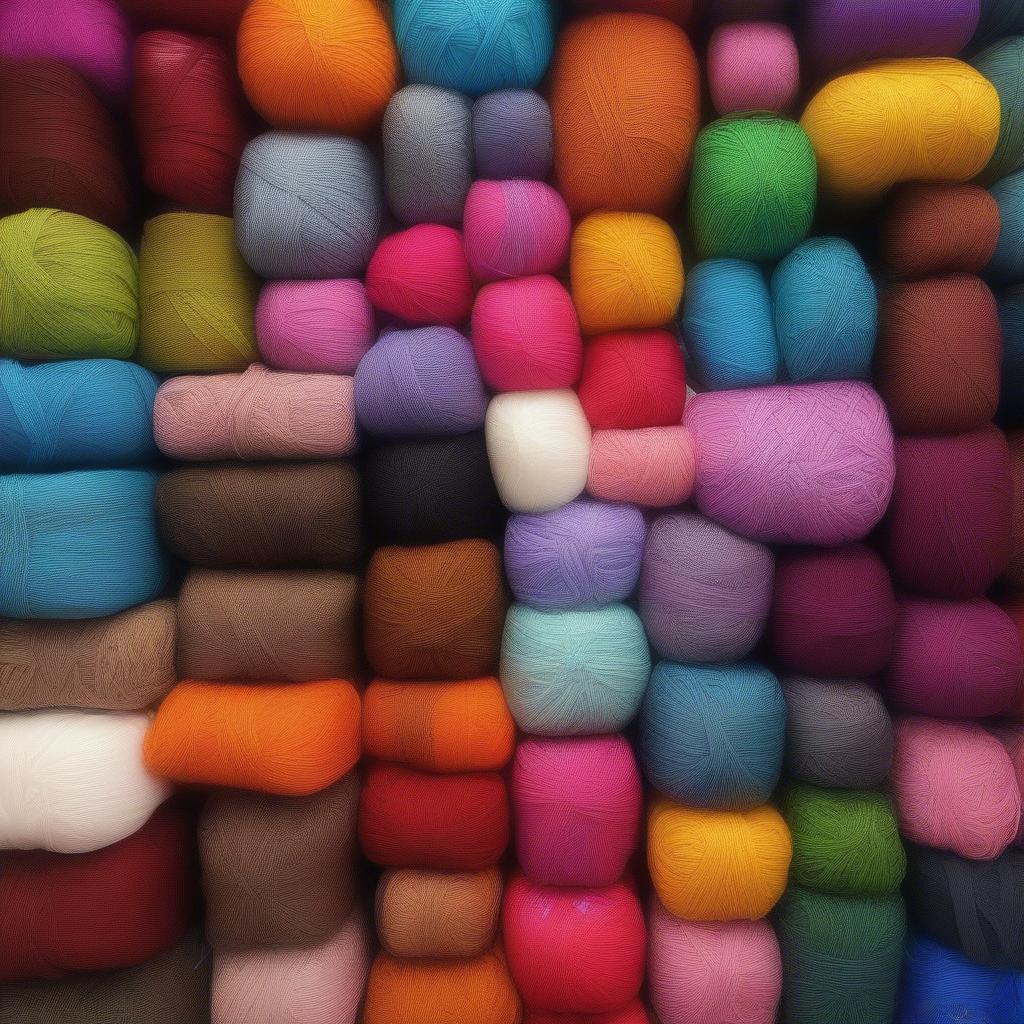 A variety of colorful acrylic yarns, perfect for crafting projects like basket weave purses.