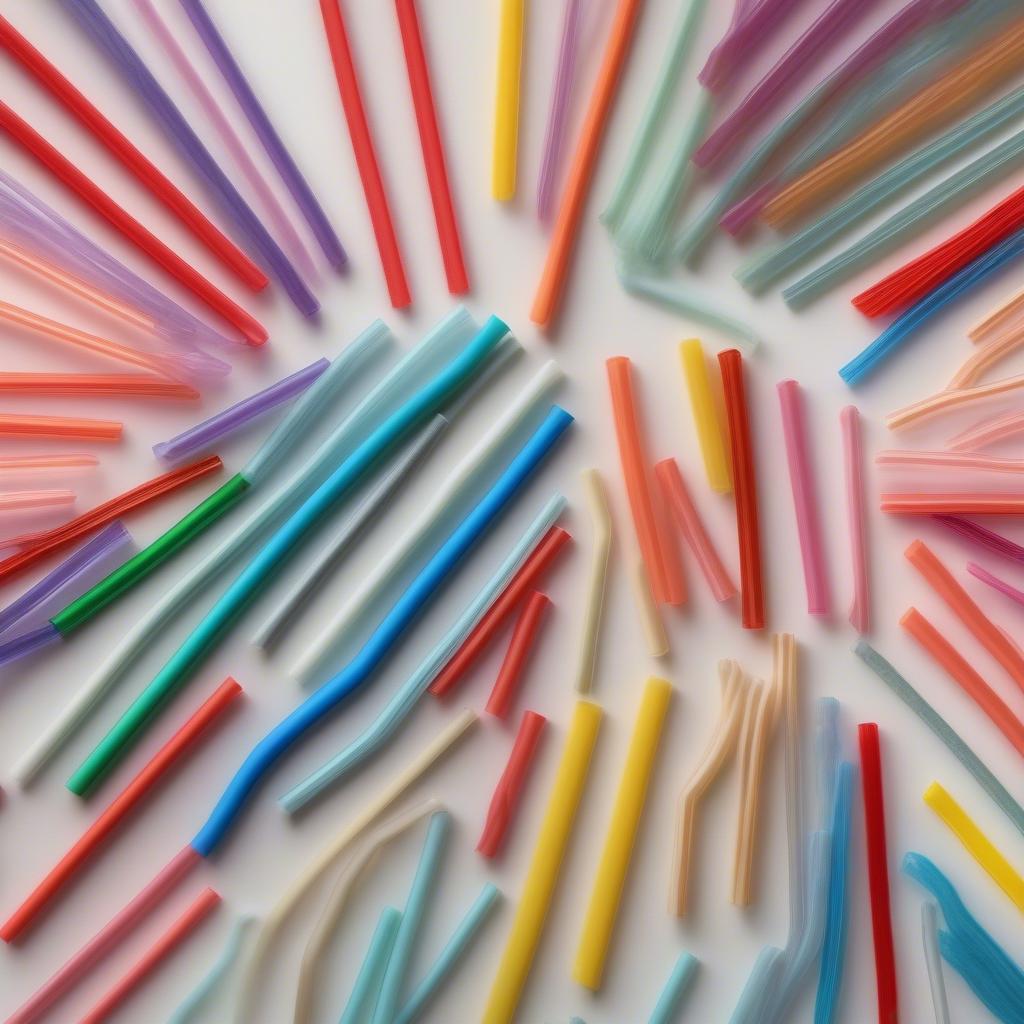 Assortment of Colorful Drinking Straws for Basket Weaving