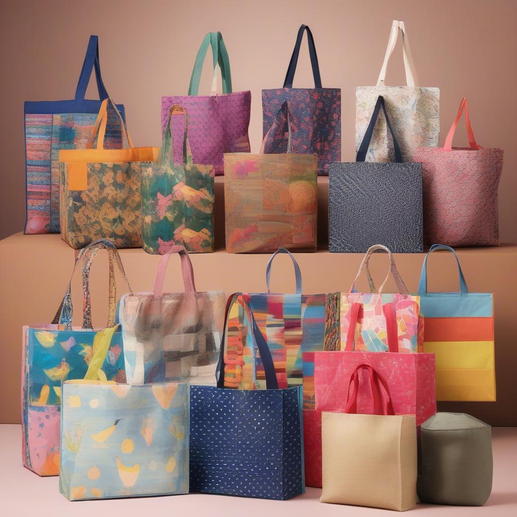 Variety of Colorful Non-Woven Tote Bags