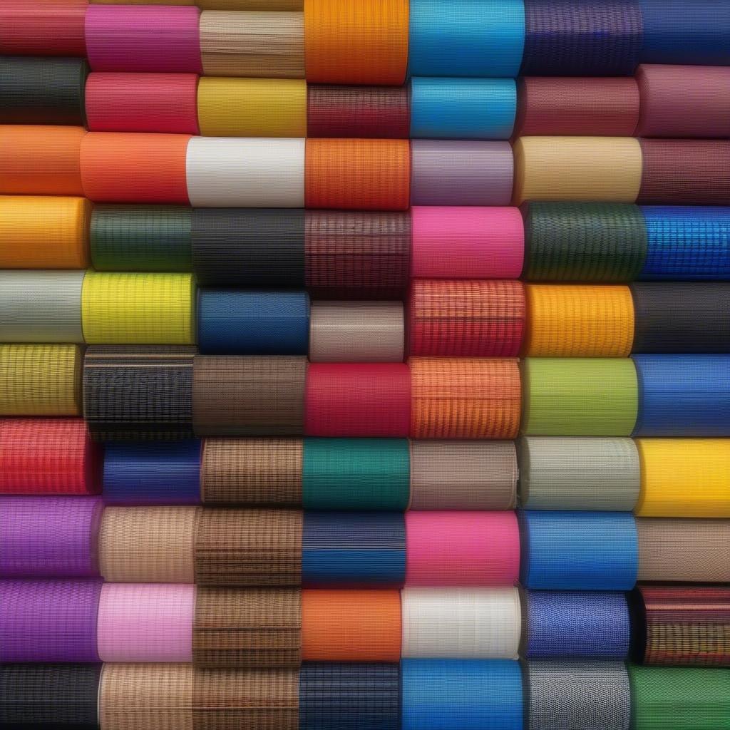 Rolls of Colorful Plastic Basket Weave Fabric