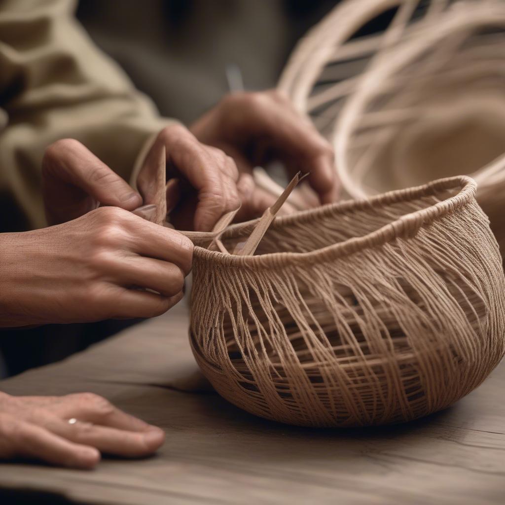 Twining Process in Como Basket Making