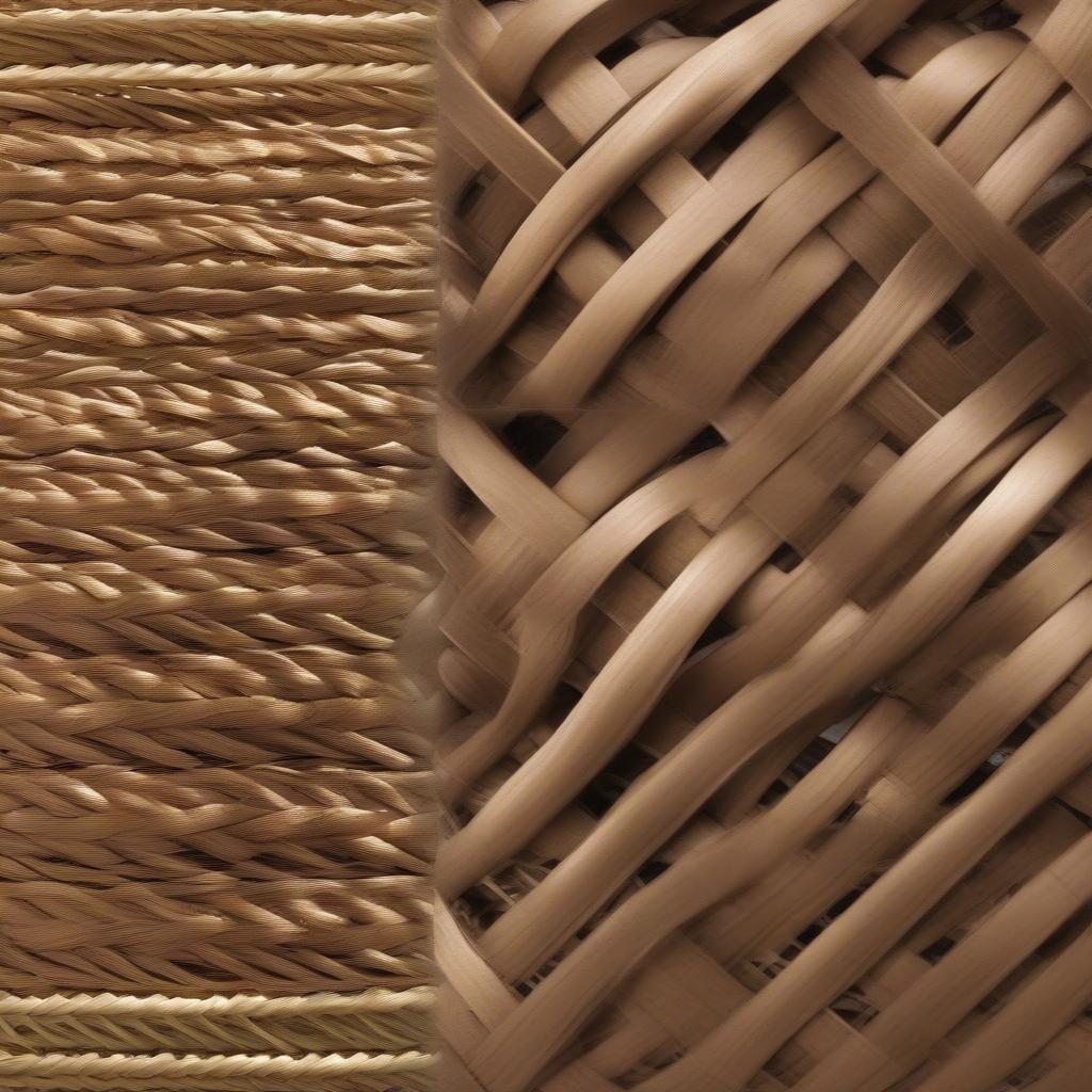 Comparison of corded weave, wicker, and rattan materials