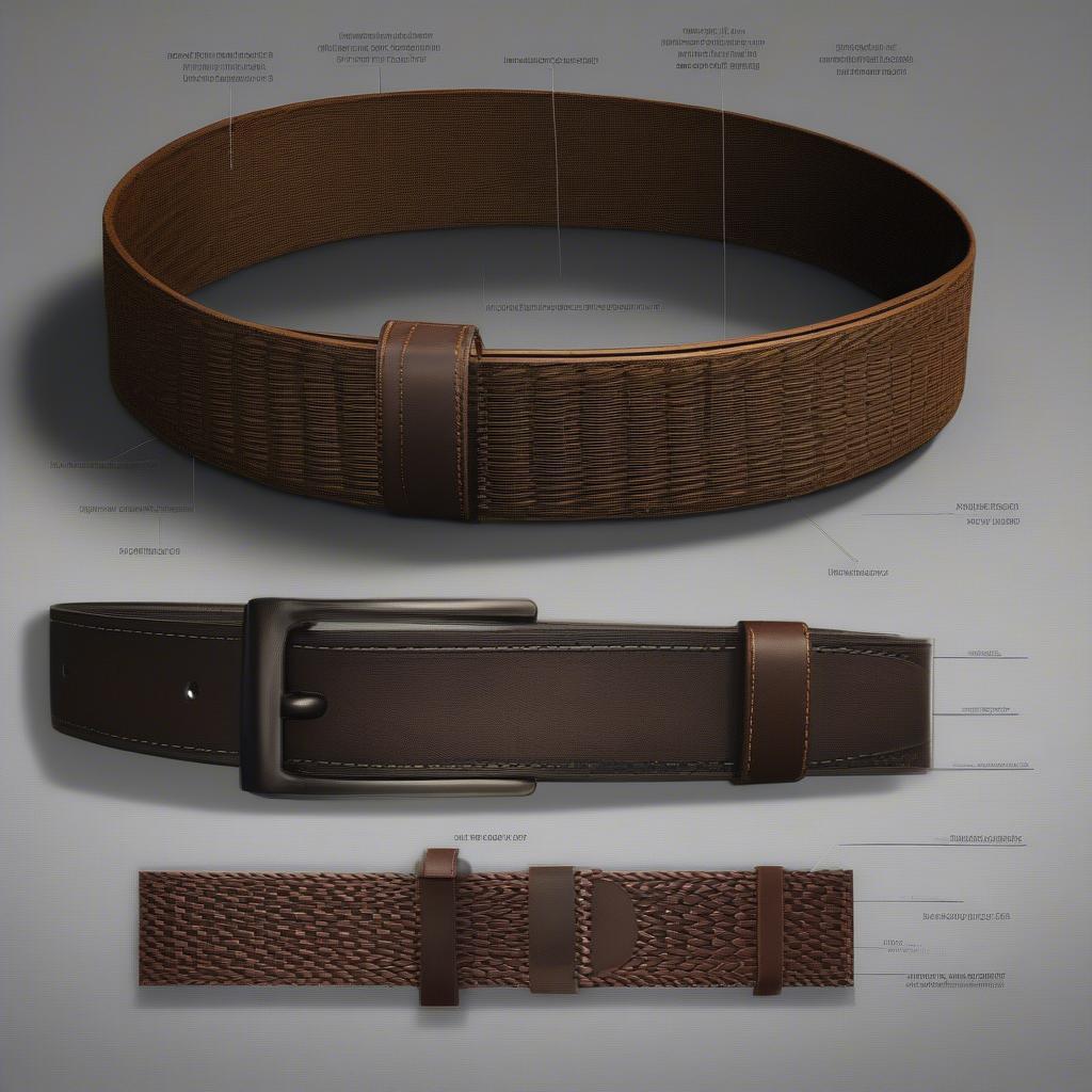 Comparison of different duty belt styles, including basket weave, solid, and web belts