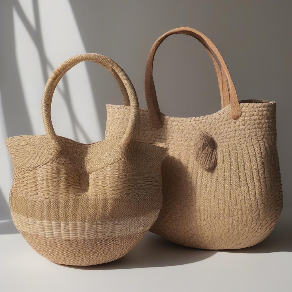 Comparison of a lilihana woven straw bag with other straw bags highlighting quality and design