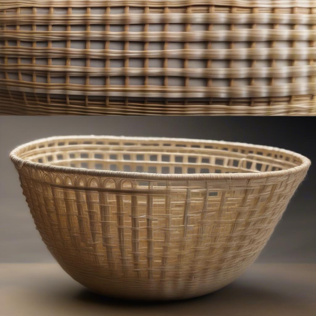 Side-by-side comparison of a tightly woven basket and a loosely woven basket, demonstrating the difference in structure and appearance.