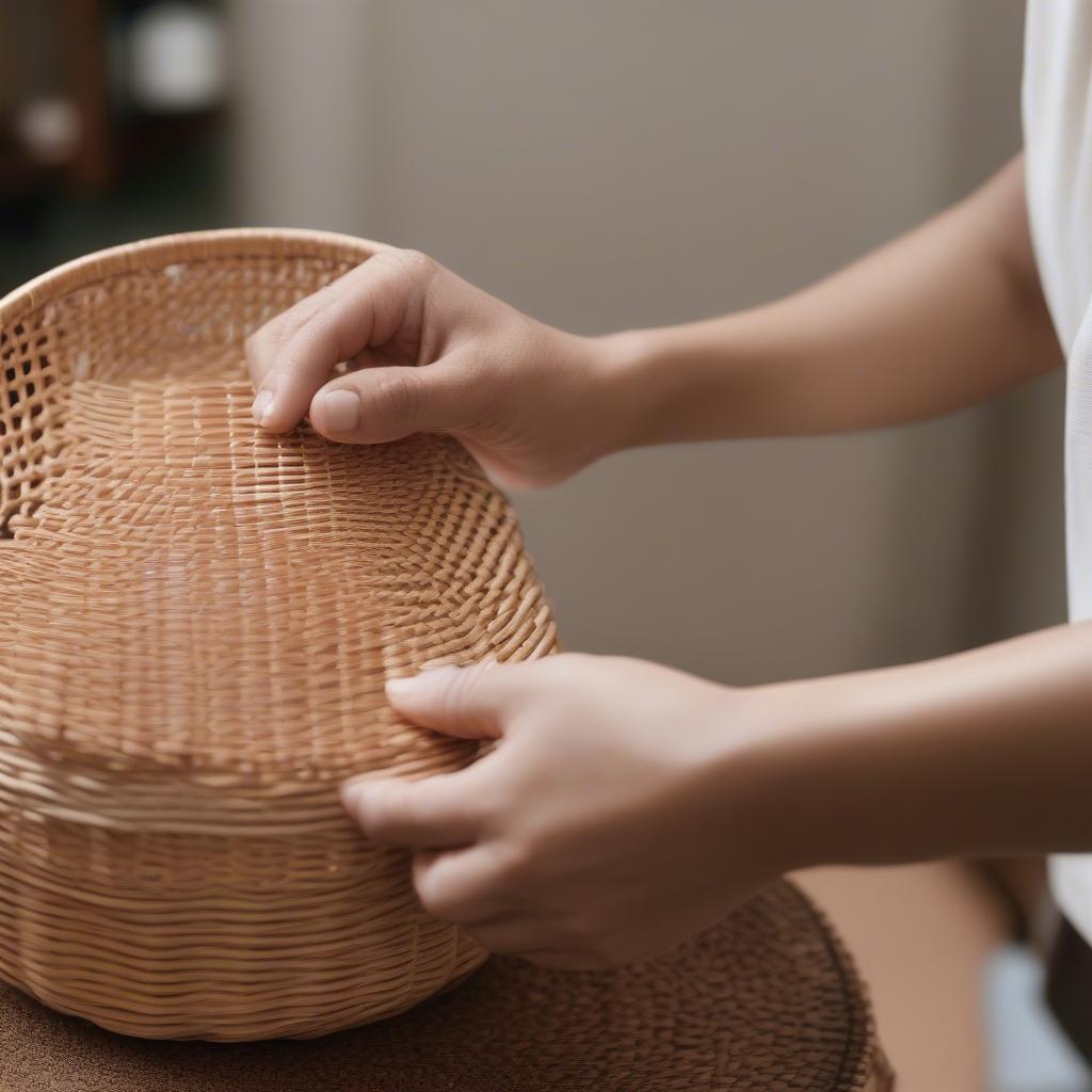 Conditioning a rattan basket