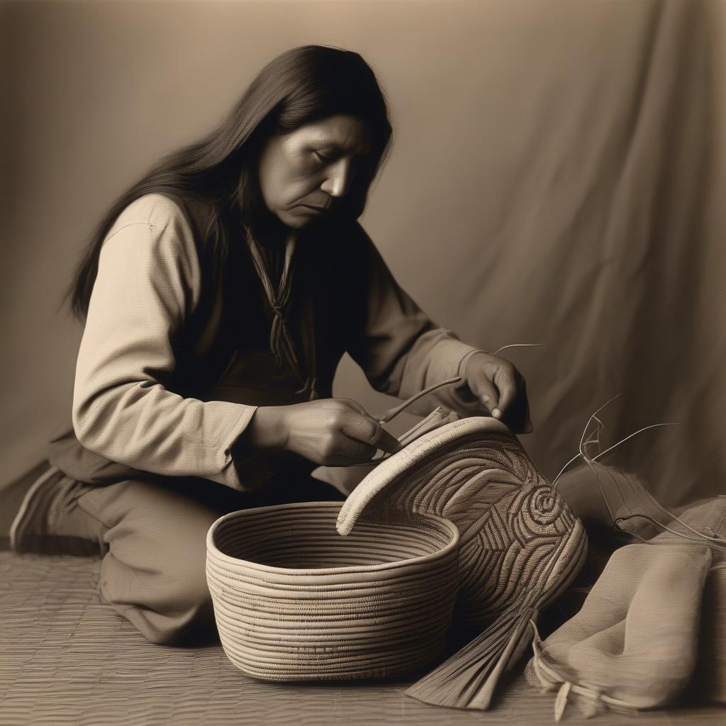 Modern Native American basket weaving demonstrating both traditional techniques and contemporary interpretations.