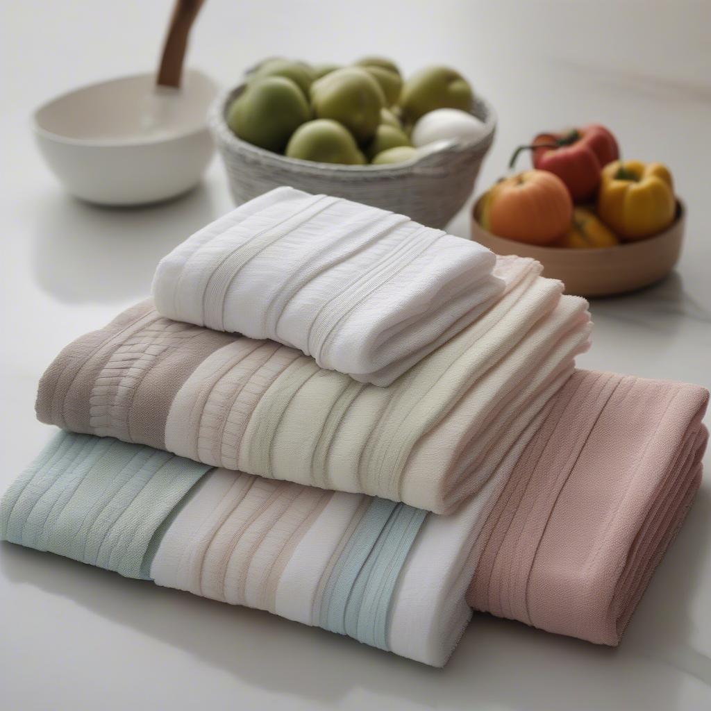 Variety of cotton basket weave kitchen towels in different colors