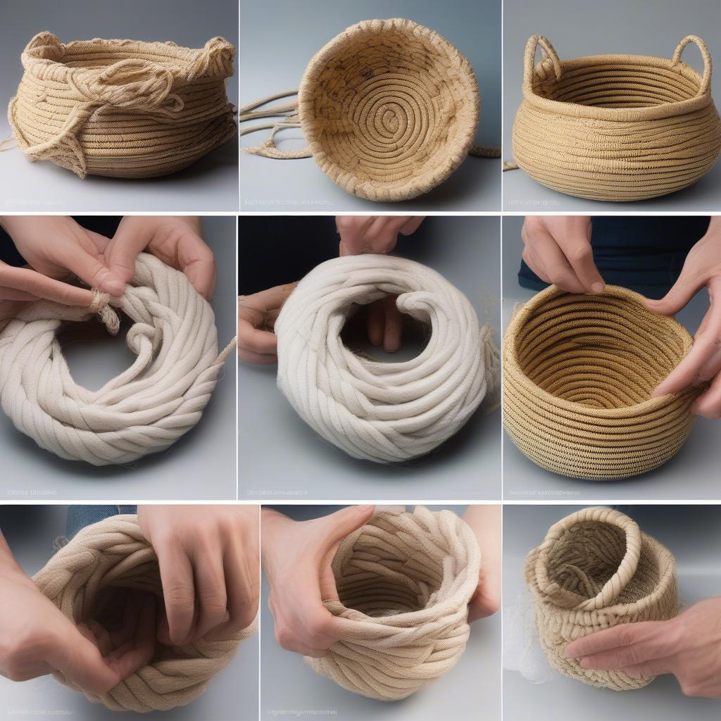 Various Cotton Cord Basket Weaving Techniques