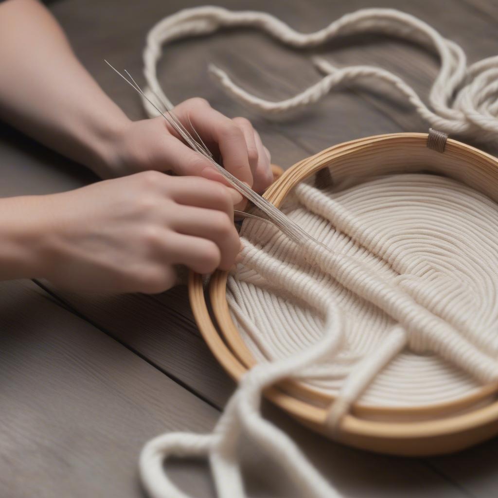 Beginner Cotton Cord Weaving Basket Project