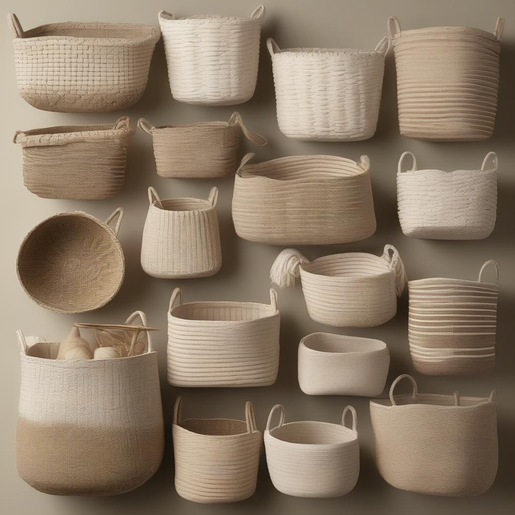 Different Shapes and Sizes of Cotton Weave Baskets