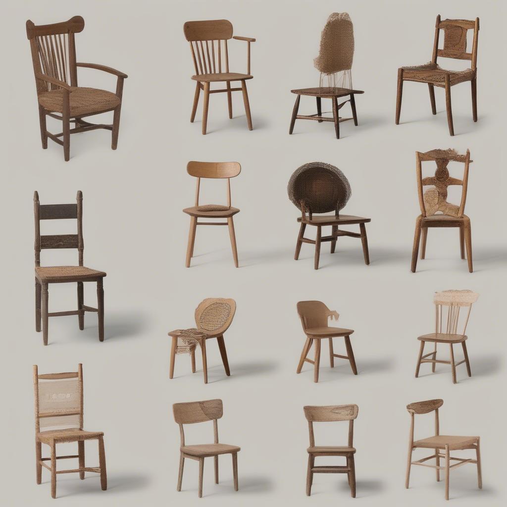 Country chairs crafted by Karen and Laura Lott showcasing their rustic design influences.