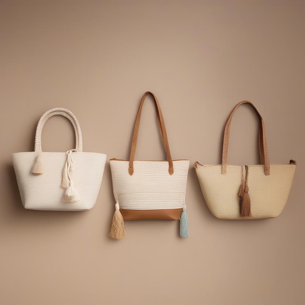 Different Styles of Cream Woven Shoulder Bags