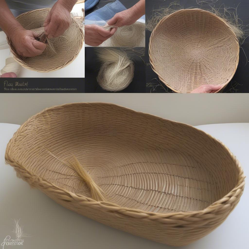 Step-by-step process of creating a flax basket