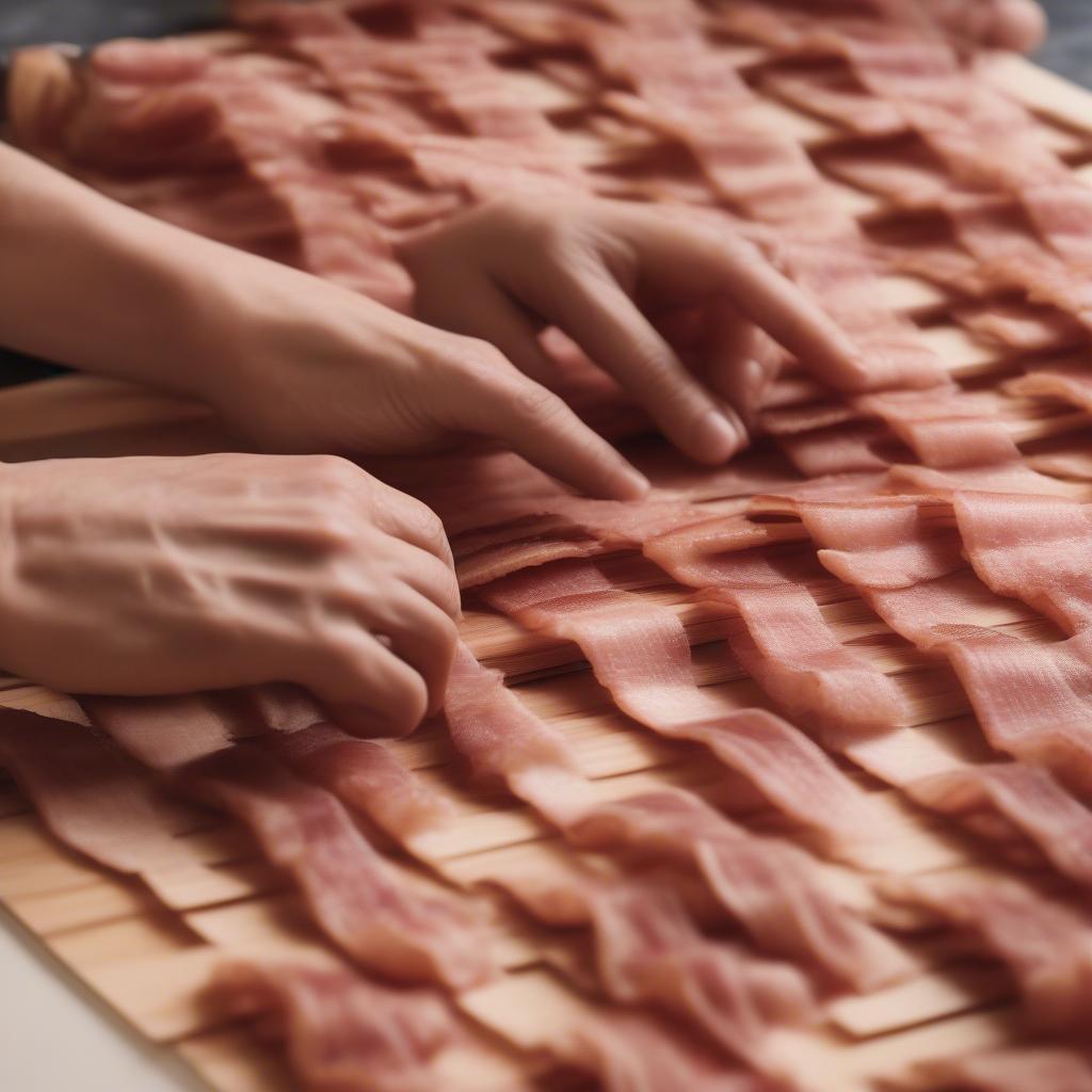 Weaving Bacon Strips for a Turkey