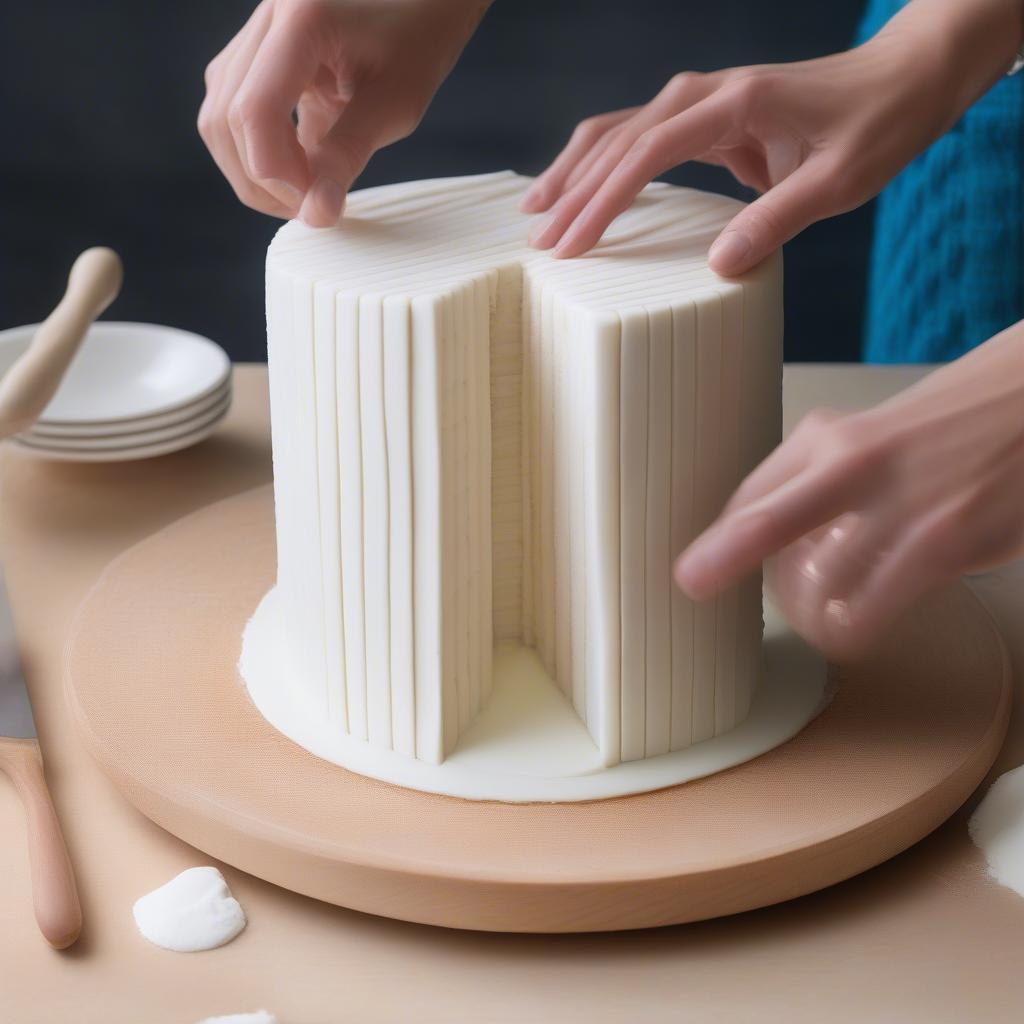 Creating Fondant Basket Weave Pattern on Cake