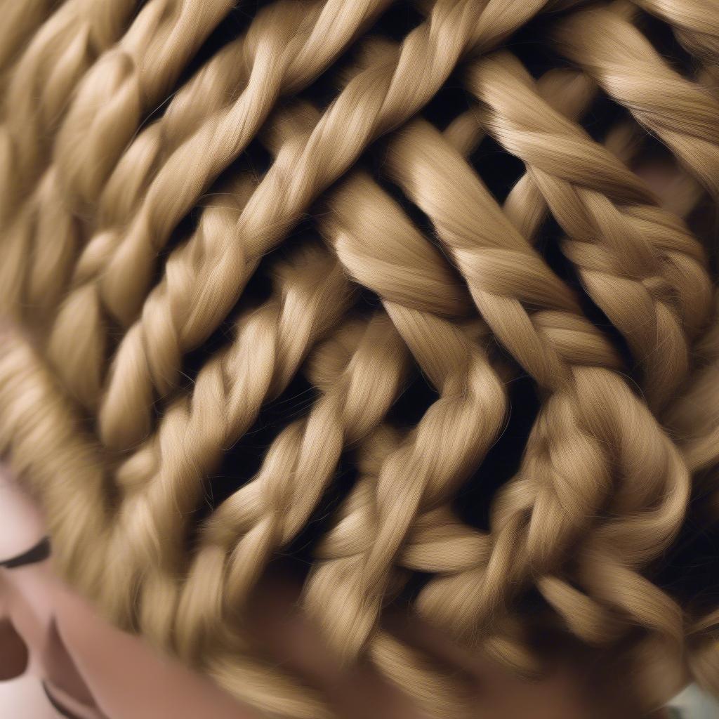 Men's Criss-Cross Basket Weave Locs - close-up shot of the criss-cross pattern on thick dreadlocks, highlighting the intricate details and texture.