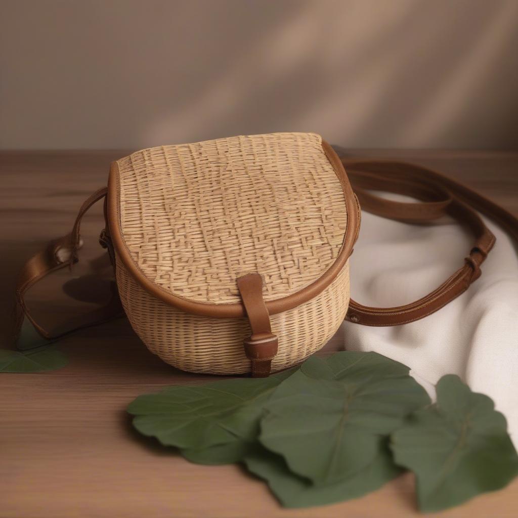 Cristina Woven Cross Body Bag - Natural Wicker