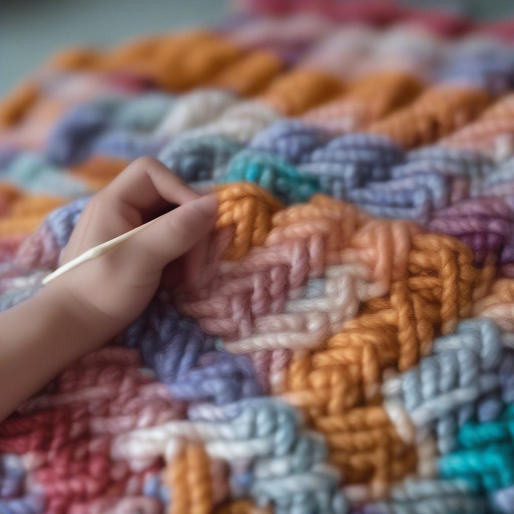 Crocheting a Baby Blanket in Progress