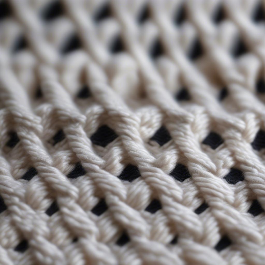 Close-Up of Crochet Basket Weave Stitch on Baby Blanket