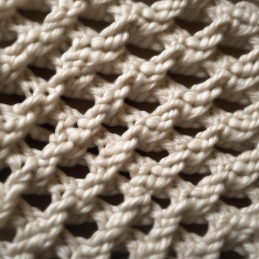 Close-up view of a crochet basket weave band, showcasing the alternating FPDC and BPDC stitches and the resulting textured fabric.