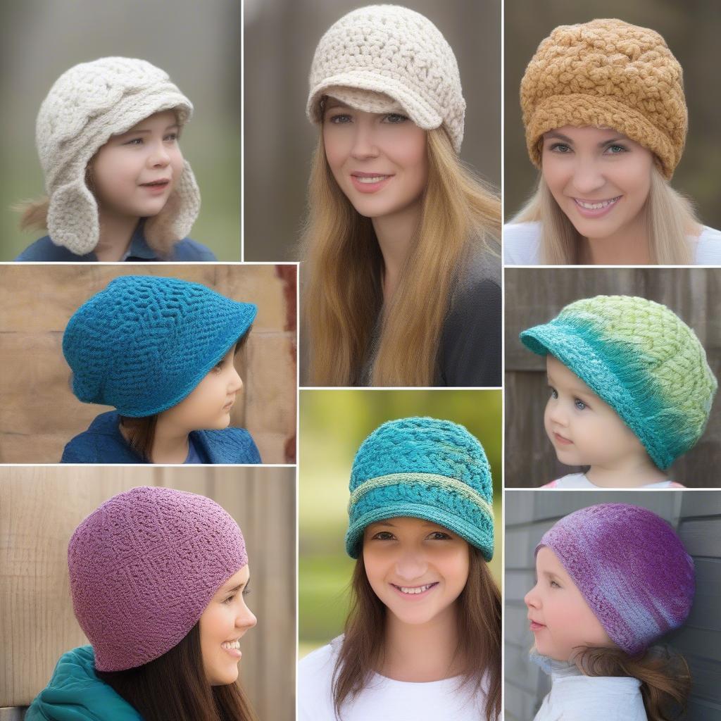 Variety of Crochet Basket Weave Hats