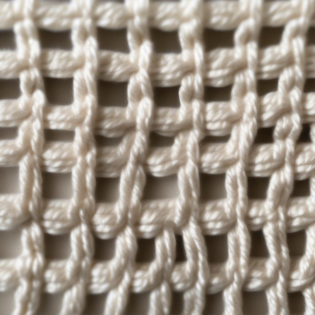 Close-up of the Crochet Basket Weave Stitch Showing the Alternating Single and Double Crochet Stitches