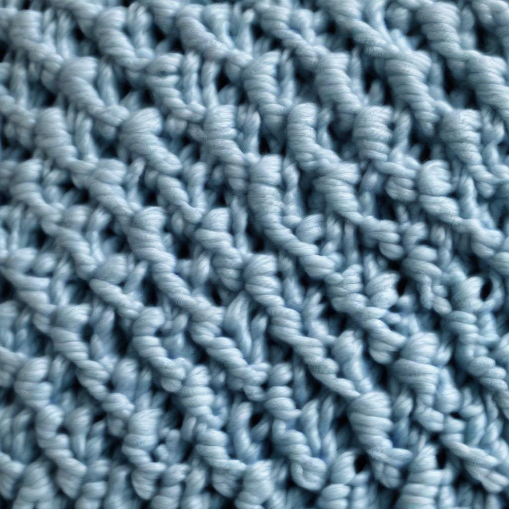 Close-up view of the crochet basket weave stitch