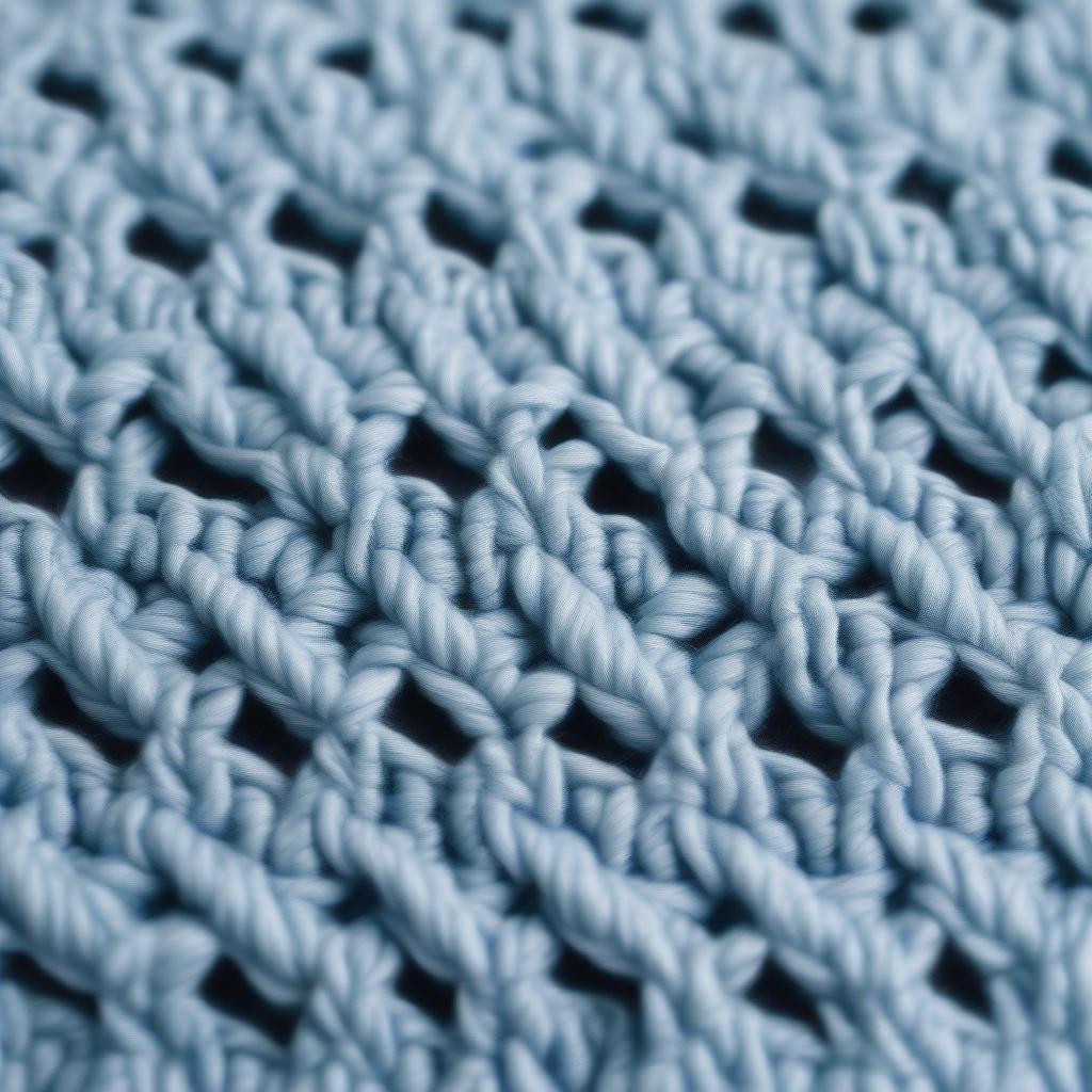 Close-up view of the crochet basket weave stitch