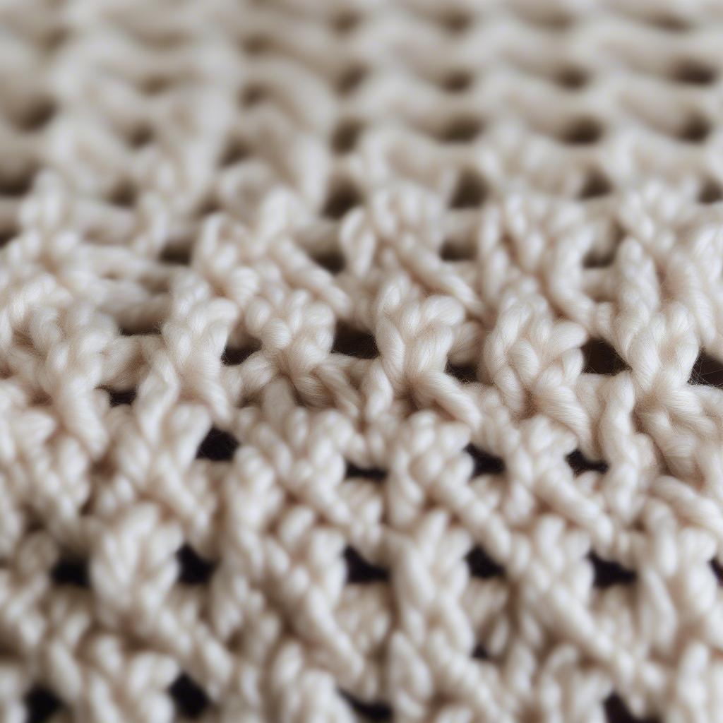 Close-up view of the basket weave crochet stitch, showcasing the textured, interwoven appearance.