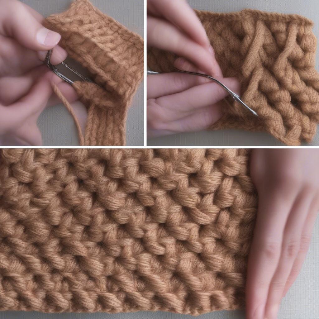 Step-by-step tutorial of the crochet basket weave stitch