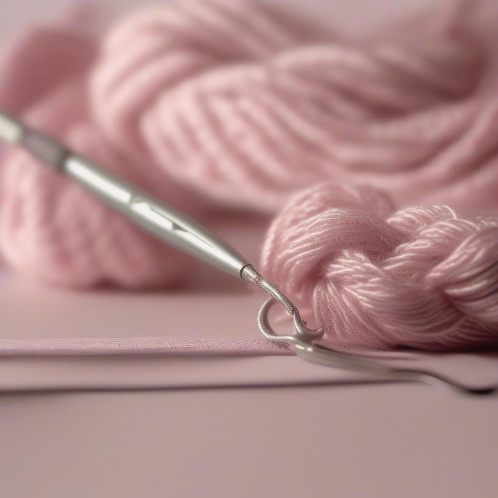 Close-up of Crochet Hook and Yarn