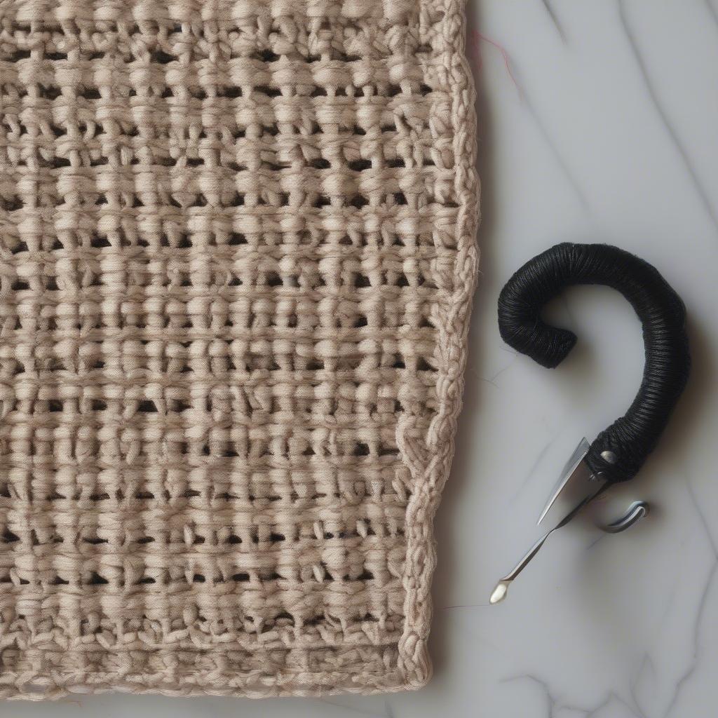 Crocheting a plastic bag mat