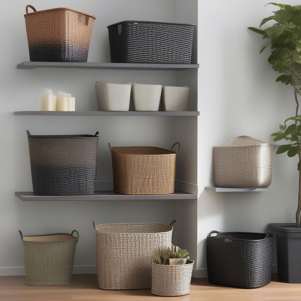 Variety of Curver Weave Baskets in Different Sizes and Colors