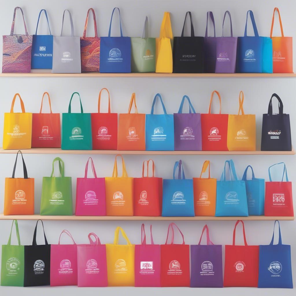 Custom Non Woven Bags in Malaysia Displaying Various Designs and Colors