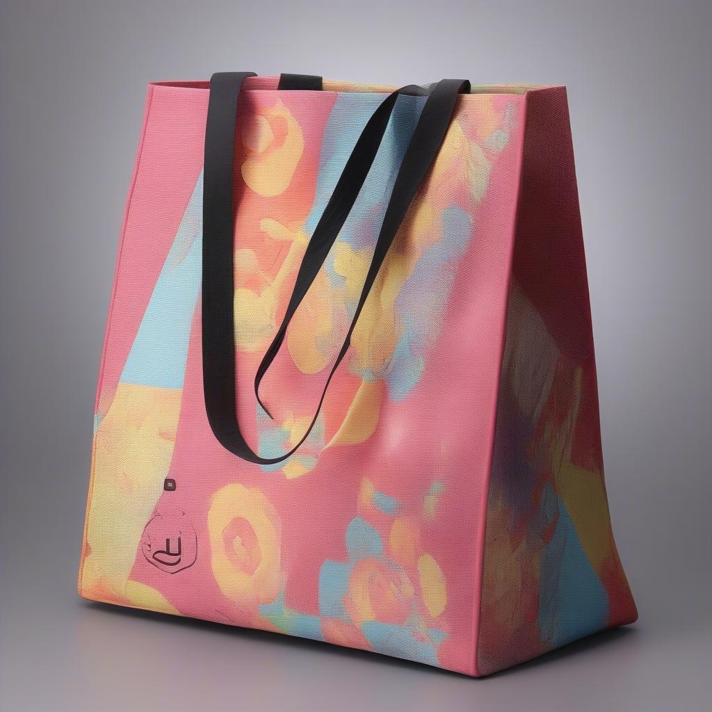 Various custom-printed non-woven bags showcasing different designs, colors, and sizes.