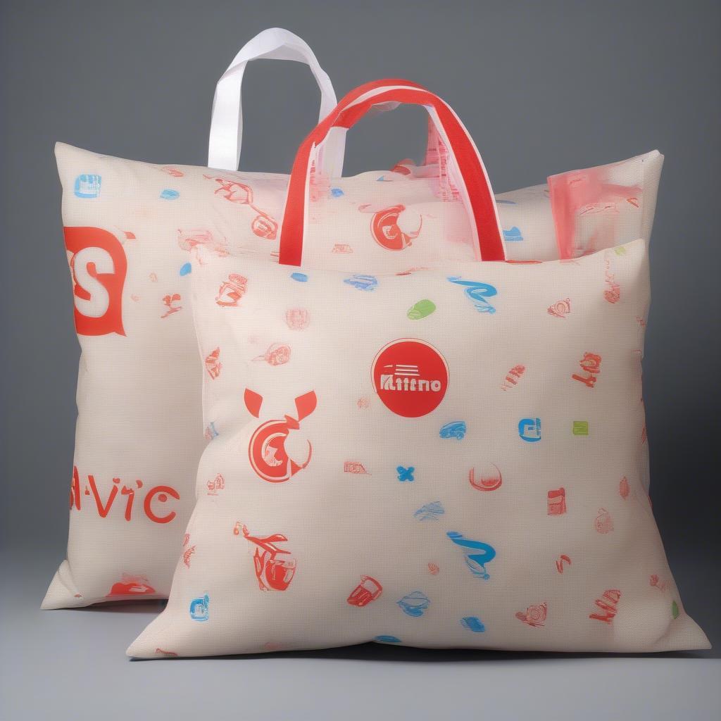 Custom Printed Zipper Non-Woven Pillow Carrier Bags with Brand Logos and Handles