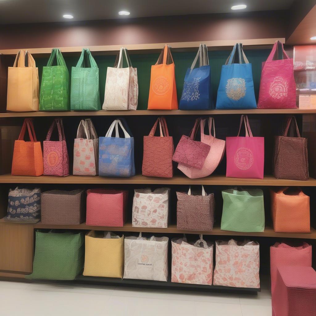 Display of customized non-woven bags in a Jaipur shop