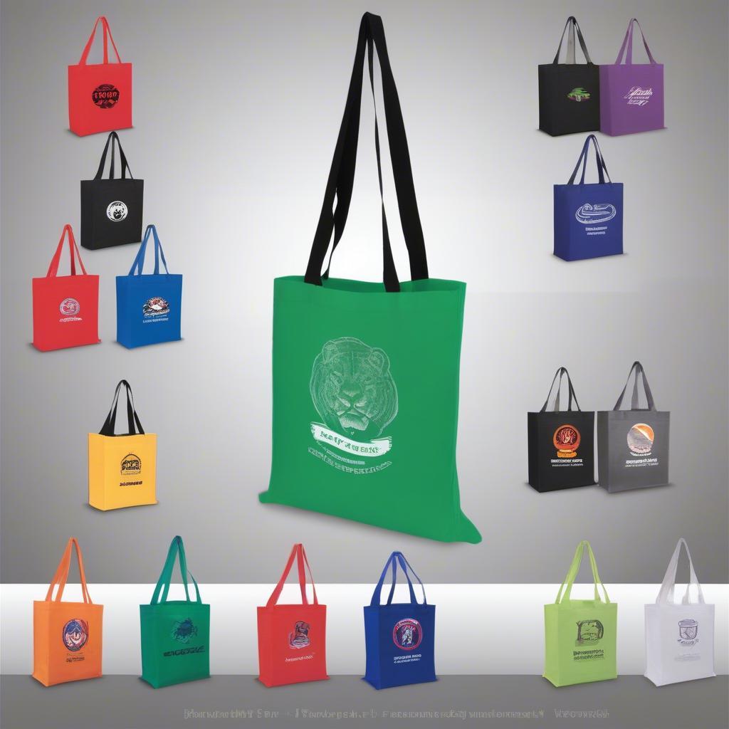 Examples of Customized 16x16x10 Non Woven Tote Bags with Printed Logos