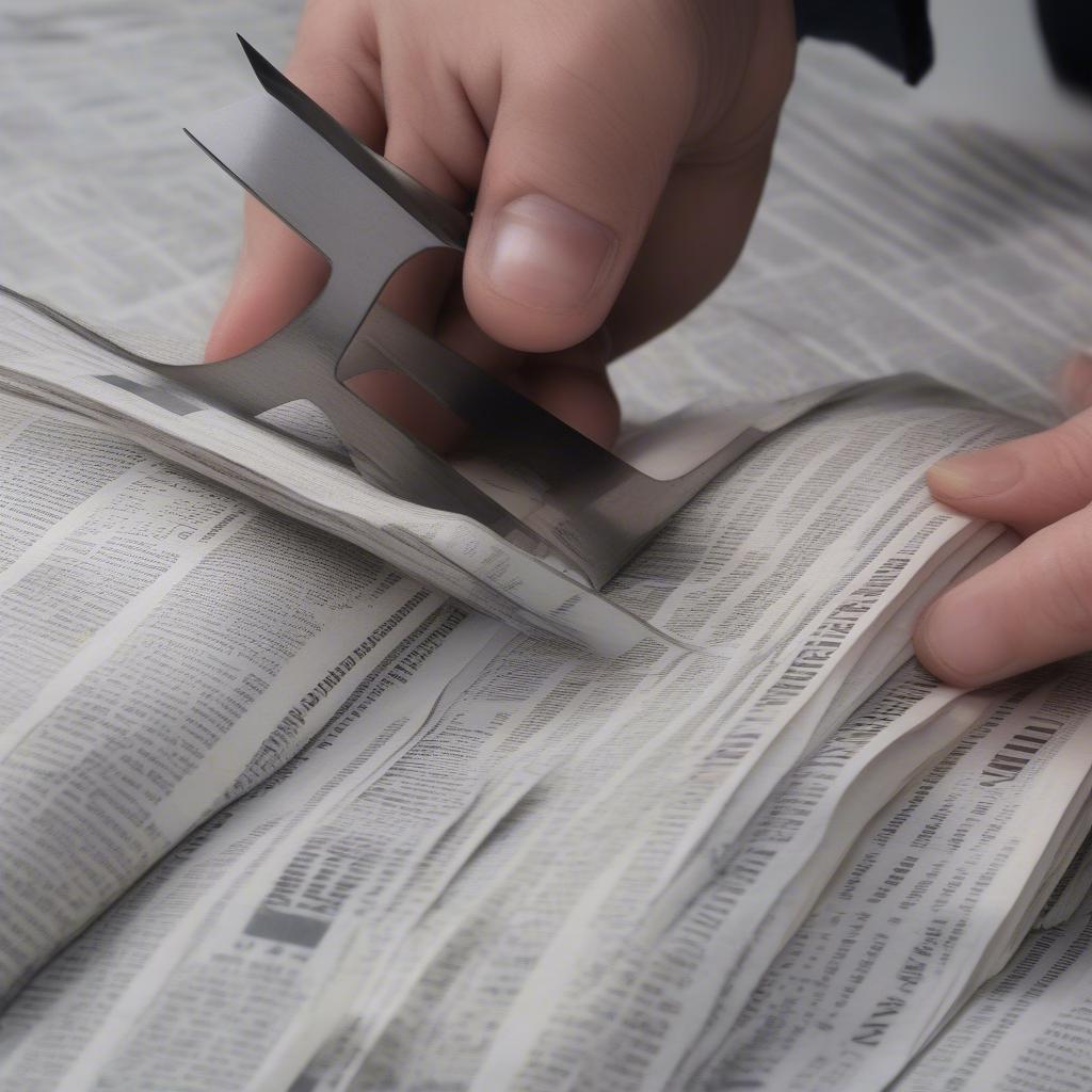 Cutting Newspaper Strips for Weaving