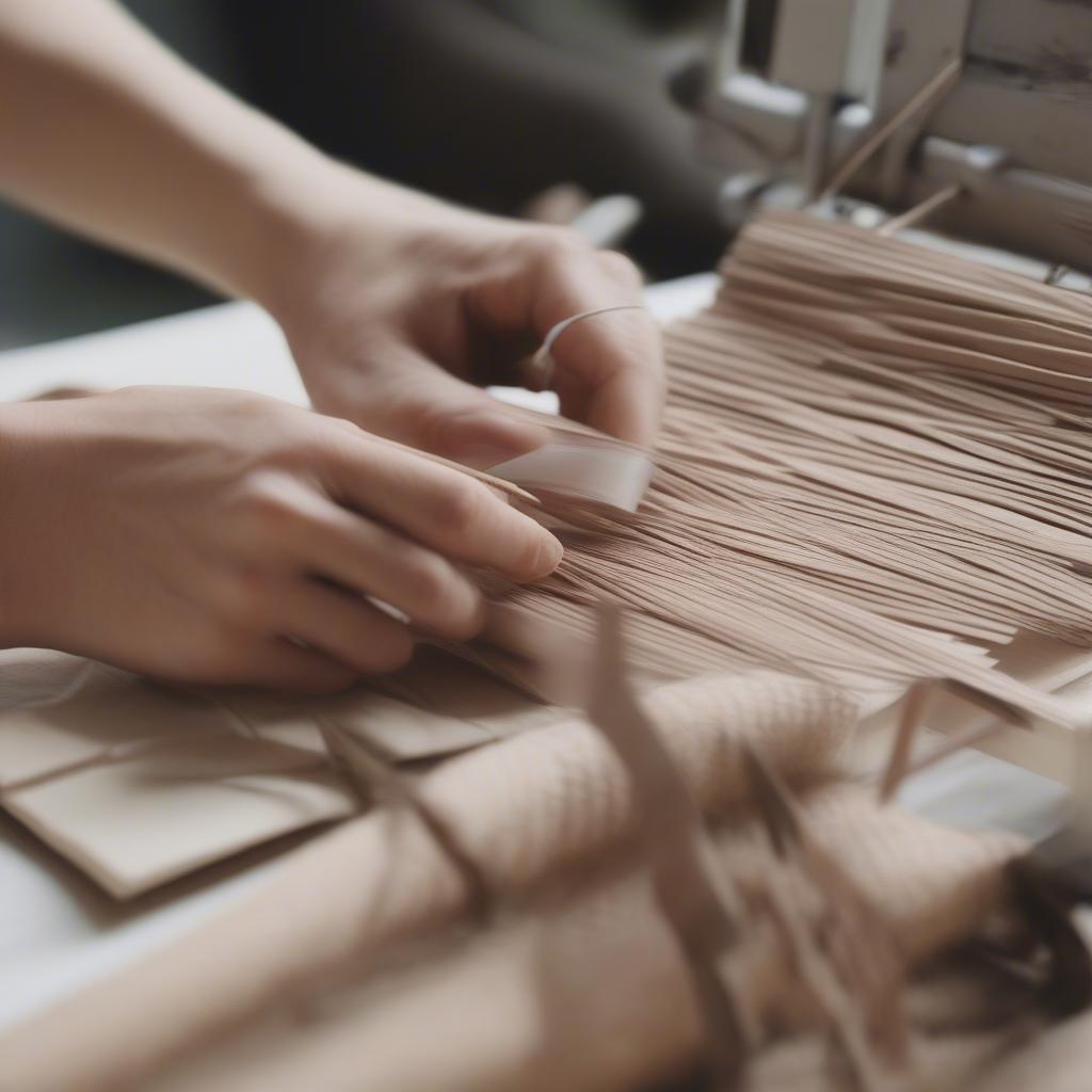 Precisely cutting paper strips for weaving